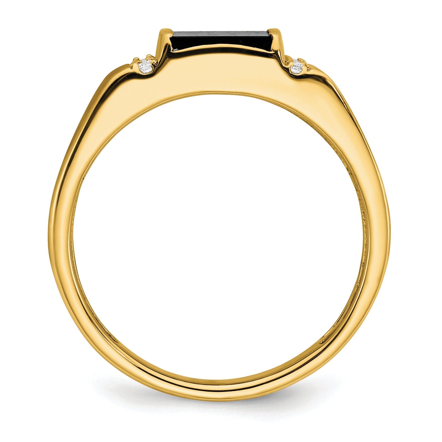 14k Yellow Gold 1/8 ct Lab Grown Diamond and Onyx Men's Ring