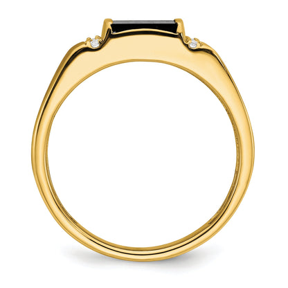 14k Yellow Gold 1/8 ct Lab Grown Diamond and Onyx Men's Ring