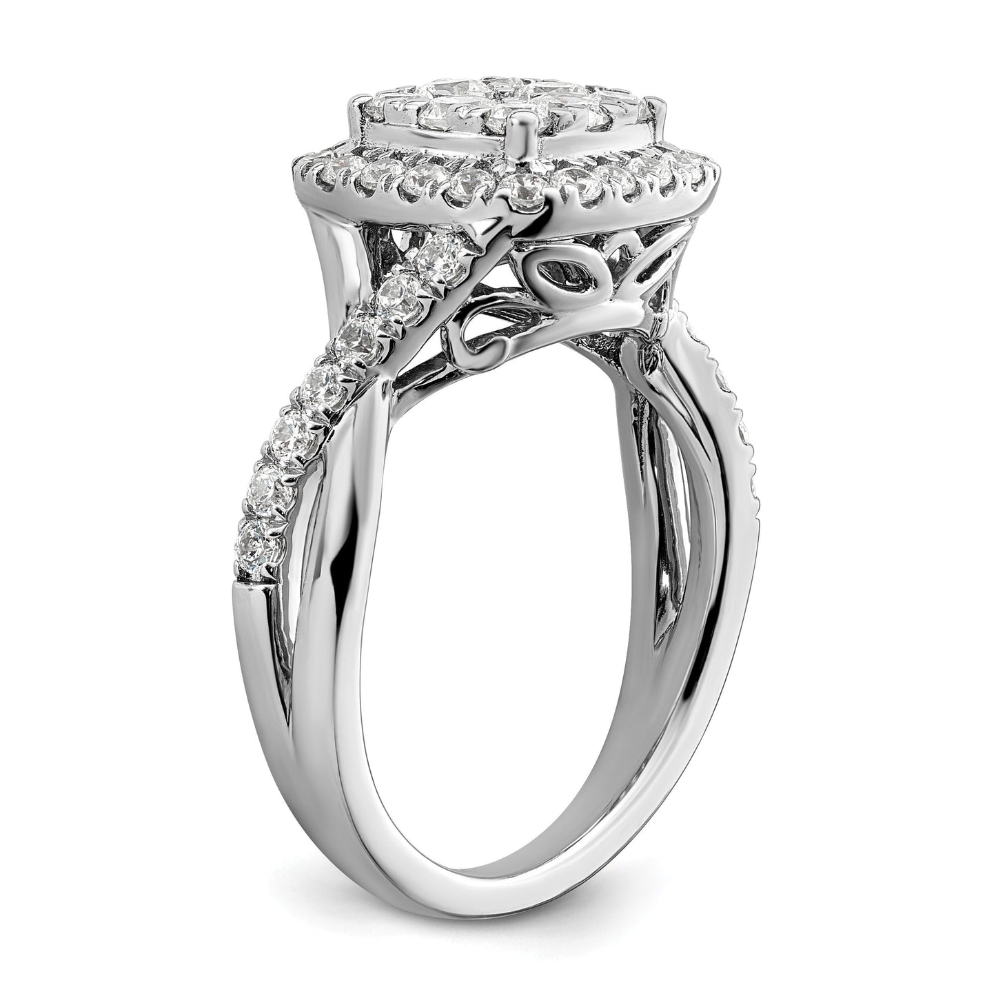 14K White Gold Lab Grown Diamond Double Halo Engagement Ring 0.75 ct