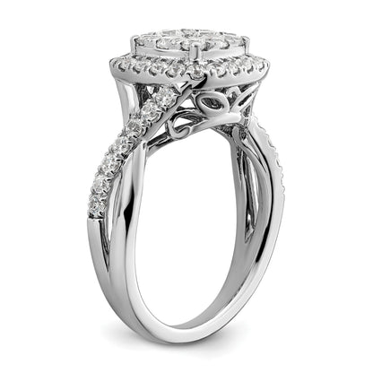 14K White Gold Lab Grown Diamond Double Halo Engagement Ring 0.75 ct