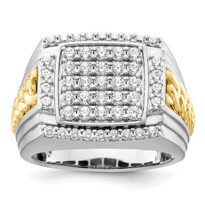 14k Two-Tone 1 1/2 ct Lab Grown Diamond Men's square Ring