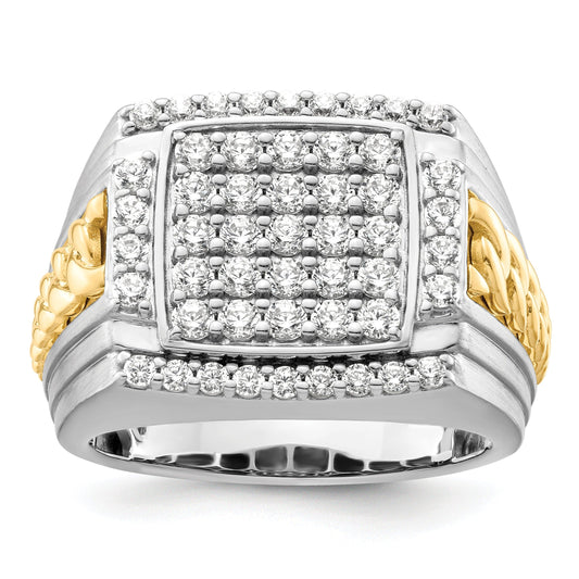 14k Two-Tone 1 1/2 ct Lab Grown Diamond Men's square Ring