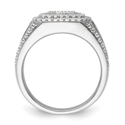 1 1/8 ct Lab Grown Diamond Side Design Men's Halo Ring 14k White Gold