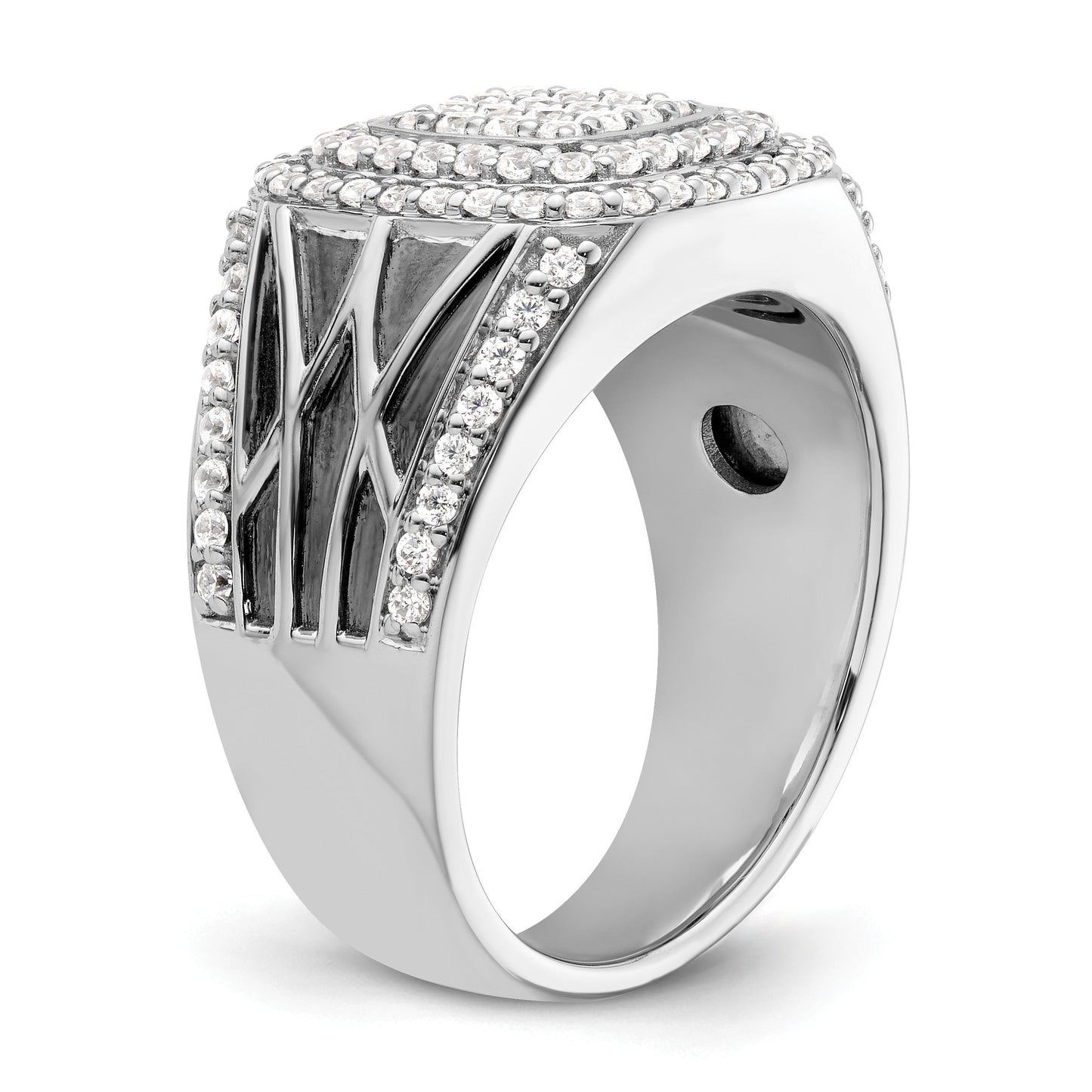 1 1/8 ct Lab Grown Diamond Side Design Men's Halo Ring 14k White Gold