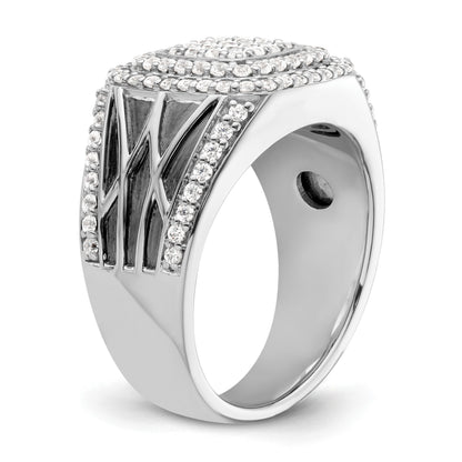 1 1/8 ct Lab Grown Diamond Side Design Men's Halo Ring 14k White Gold