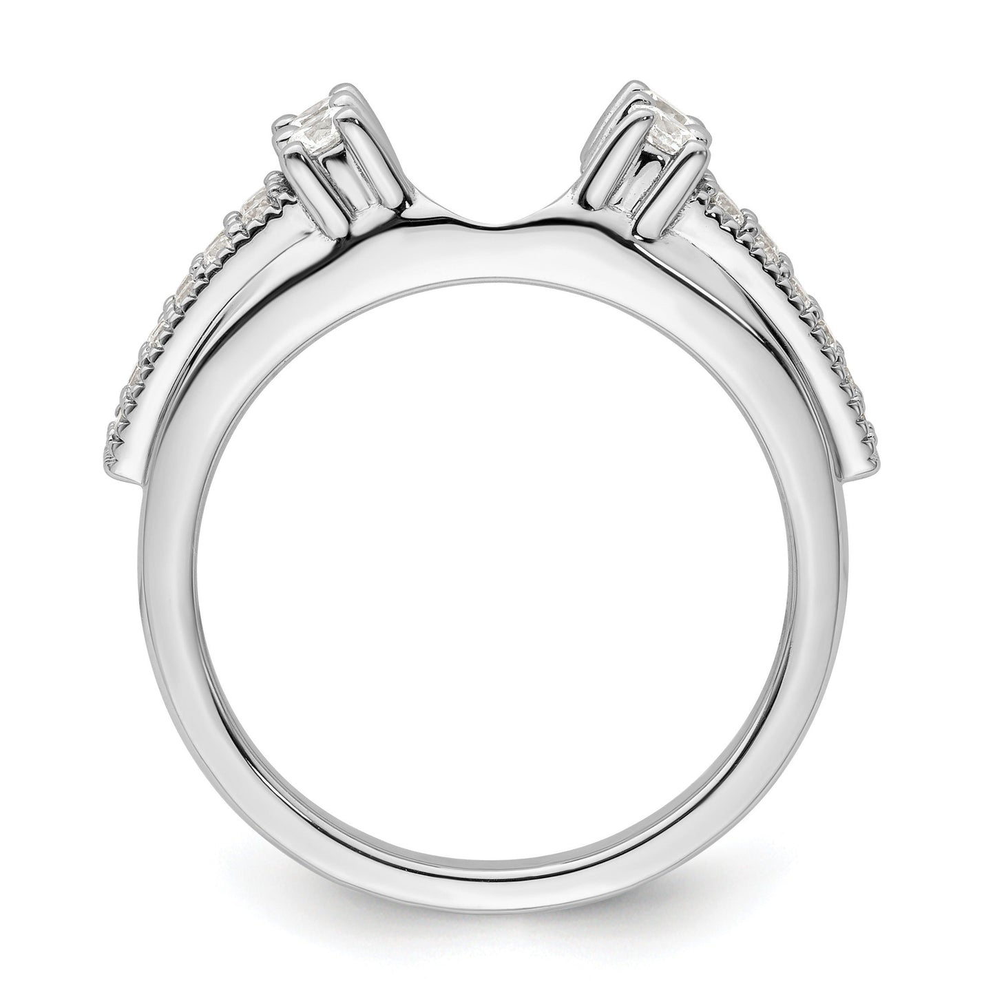 IGI Certified 0.50 Ct Round Lab Grown Diamond Pavé 14K White Gold Double Row Ring Wrap Enhancer Band