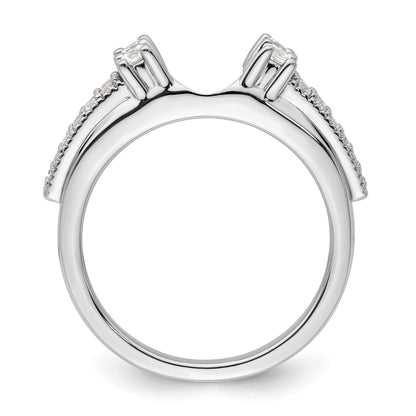 IGI Certified 0.50 Ct Round Lab Grown Diamond Pavé 14K White Gold Double Row Ring Wrap Enhancer Band