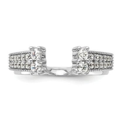 IGI Certified 0.50 Ct Round Lab Grown Diamond Pavé 14K White Gold Double Row Ring Wrap Enhancer Band