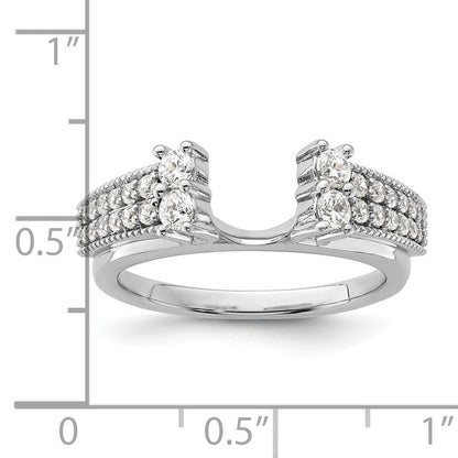 IGI Certified 0.50 Ct Round Lab Grown Diamond Pavé 14K White Gold Double Row Ring Wrap Enhancer Band