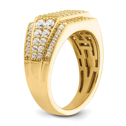 1 3/8 ct Lab Grown Diamond Cluster Men's Ring 14k Yellow Gold