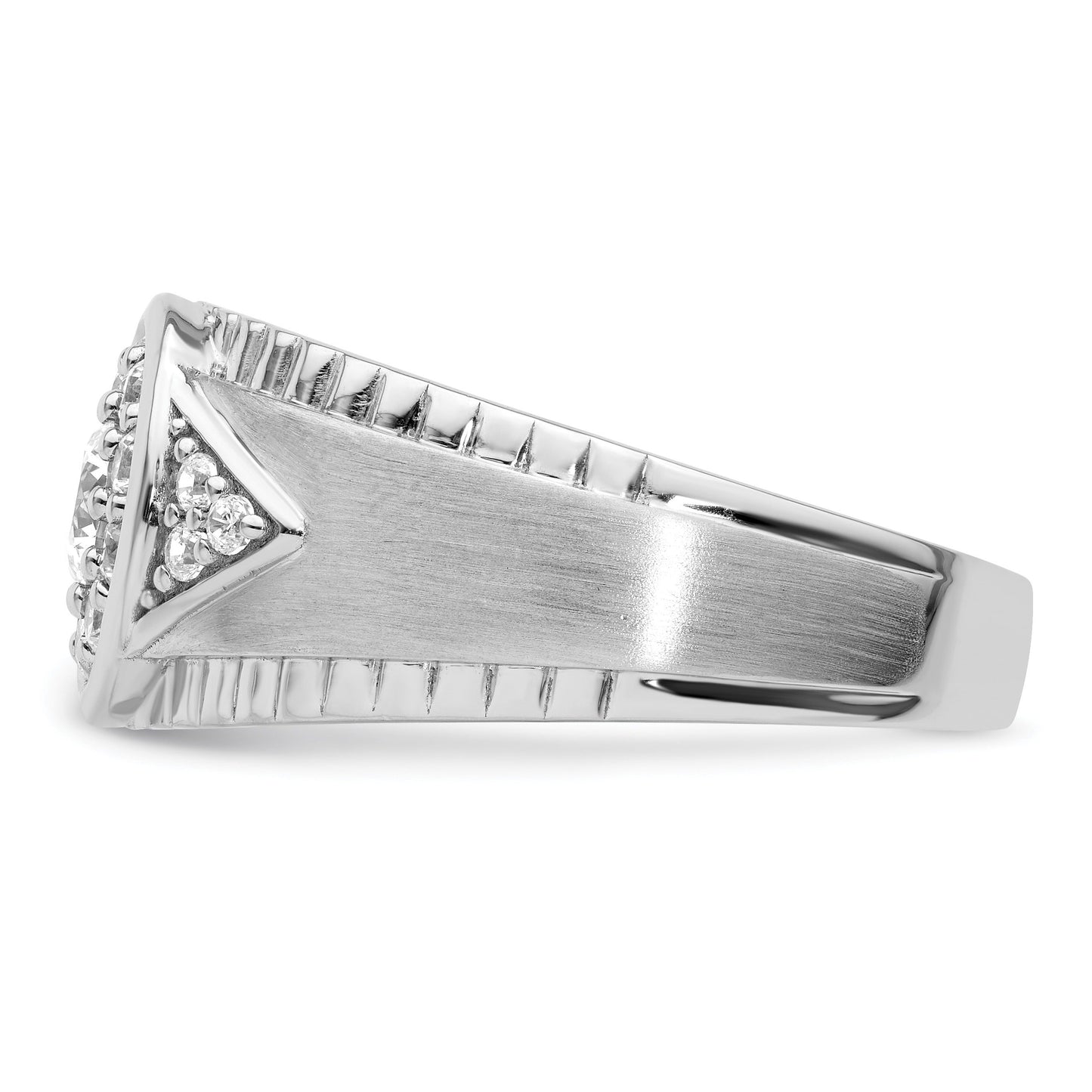 14k White Gold 1 ct Round Lab Grown Diamond Men's Cluster Ring