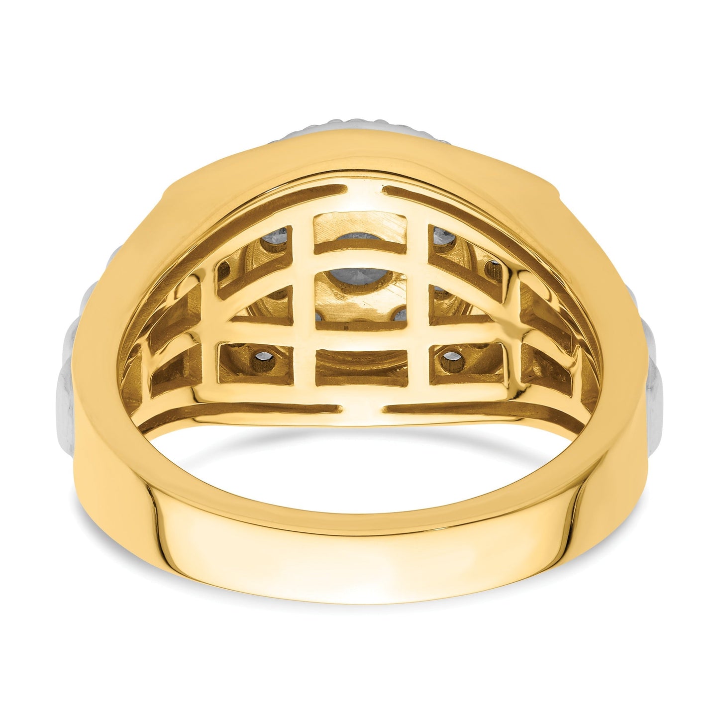 14k Two-Tone 1 1/4 ct Lab Grown Diamond Cluster Men's Ring