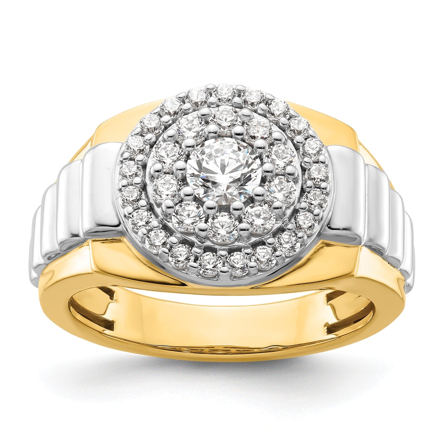 14k Two-Tone 1 1/4 ct Lab Grown Diamond Cluster Men's Ring
