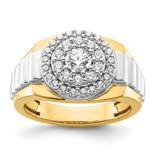 14k Two-Tone 1 1/4 ct Lab Grown Diamond Cluster Men's Ring