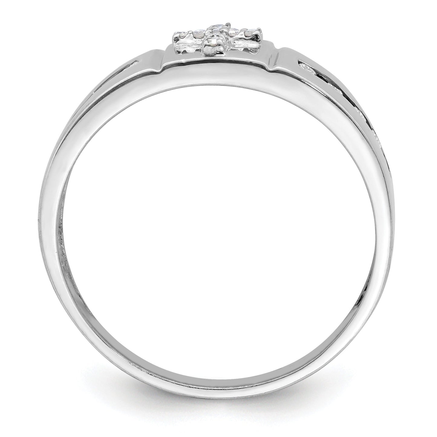 14k White Gold 1/4 ct Lab Grown Diamond Men's Cross Band Ring