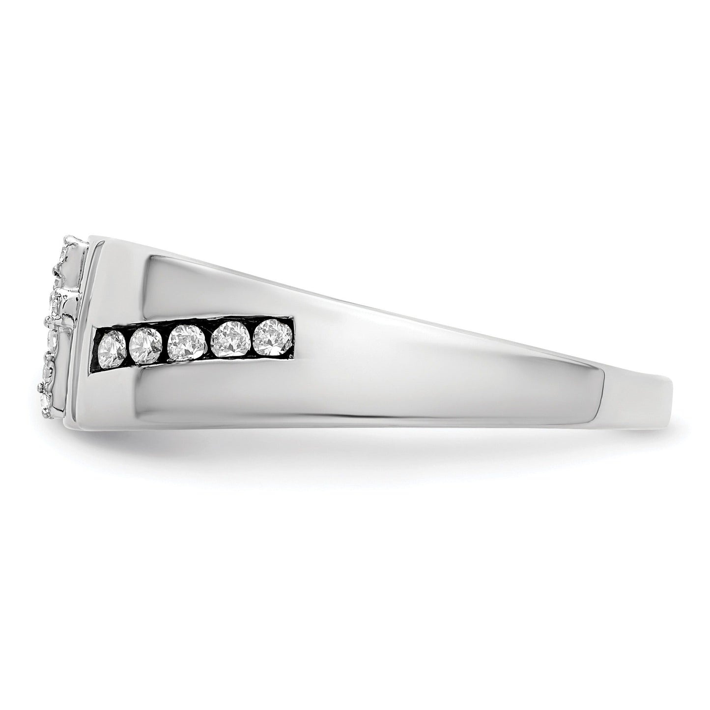 14k White Gold 1/4 ct Lab Grown Diamond Men's Cross Band Ring
