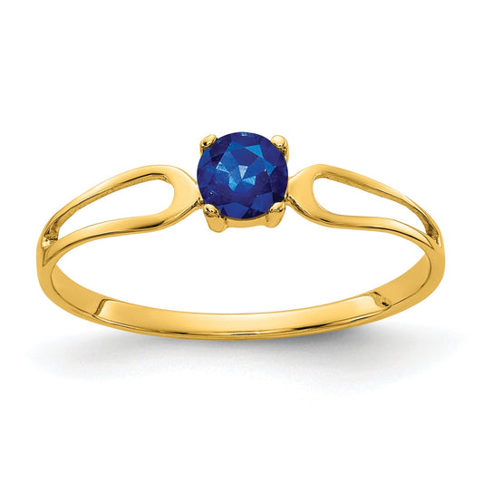 0.35 Ct Round Blue Sapphire Prong 14K Yellow Gold Open Split-Shank Solitaire Ring
