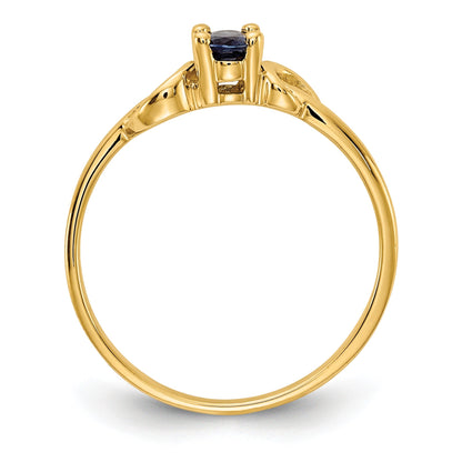 0.35 Ct Oval Blue Sapphire Prong 14K Yellow Gold Solitaire Knot Ring