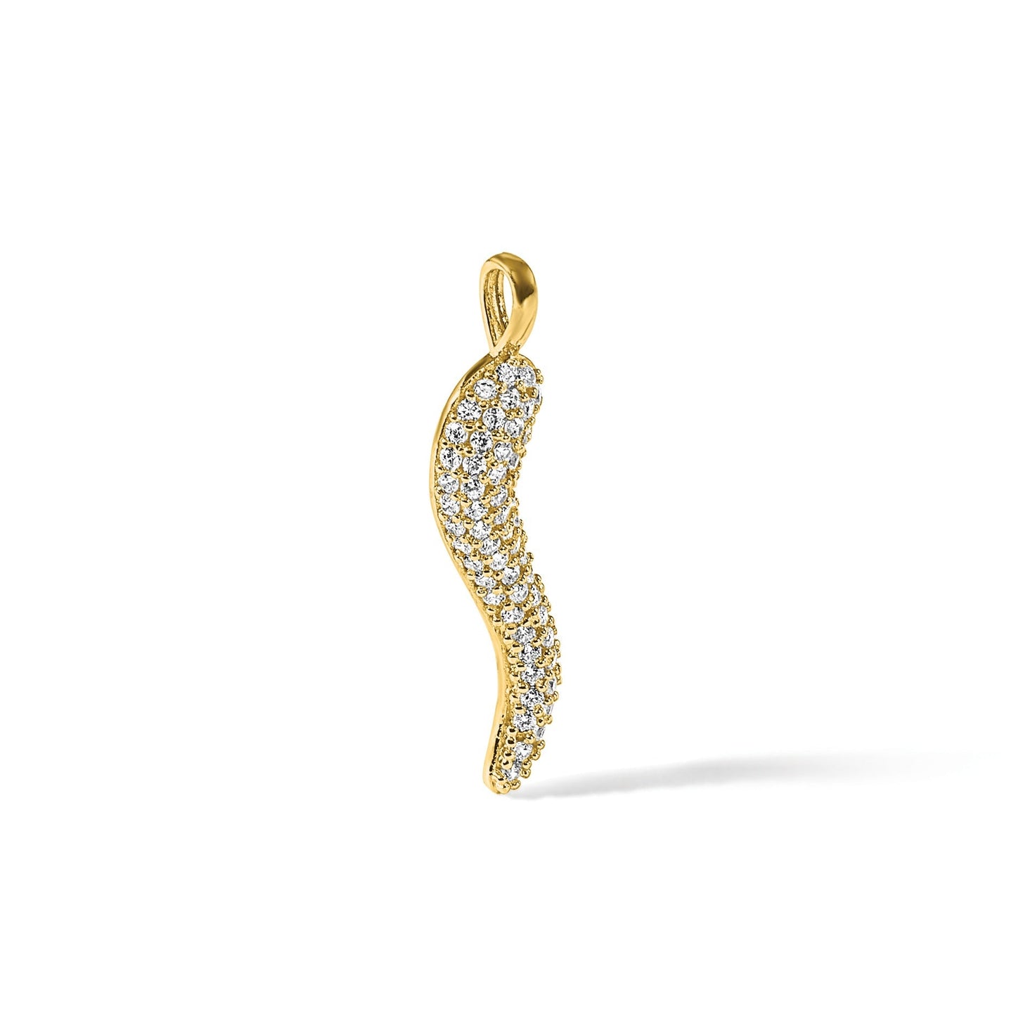 14k Yellow Gold CZ Small Italian Horn Pendant Only