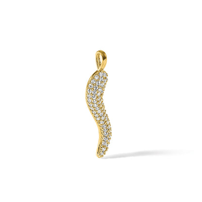 14k Yellow Gold CZ Small Italian Horn Pendant Only