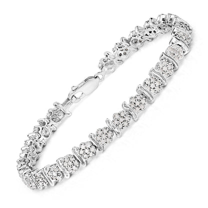 1.80 Cttw Round White Diamond Sterling Silver Tennis Bracelet