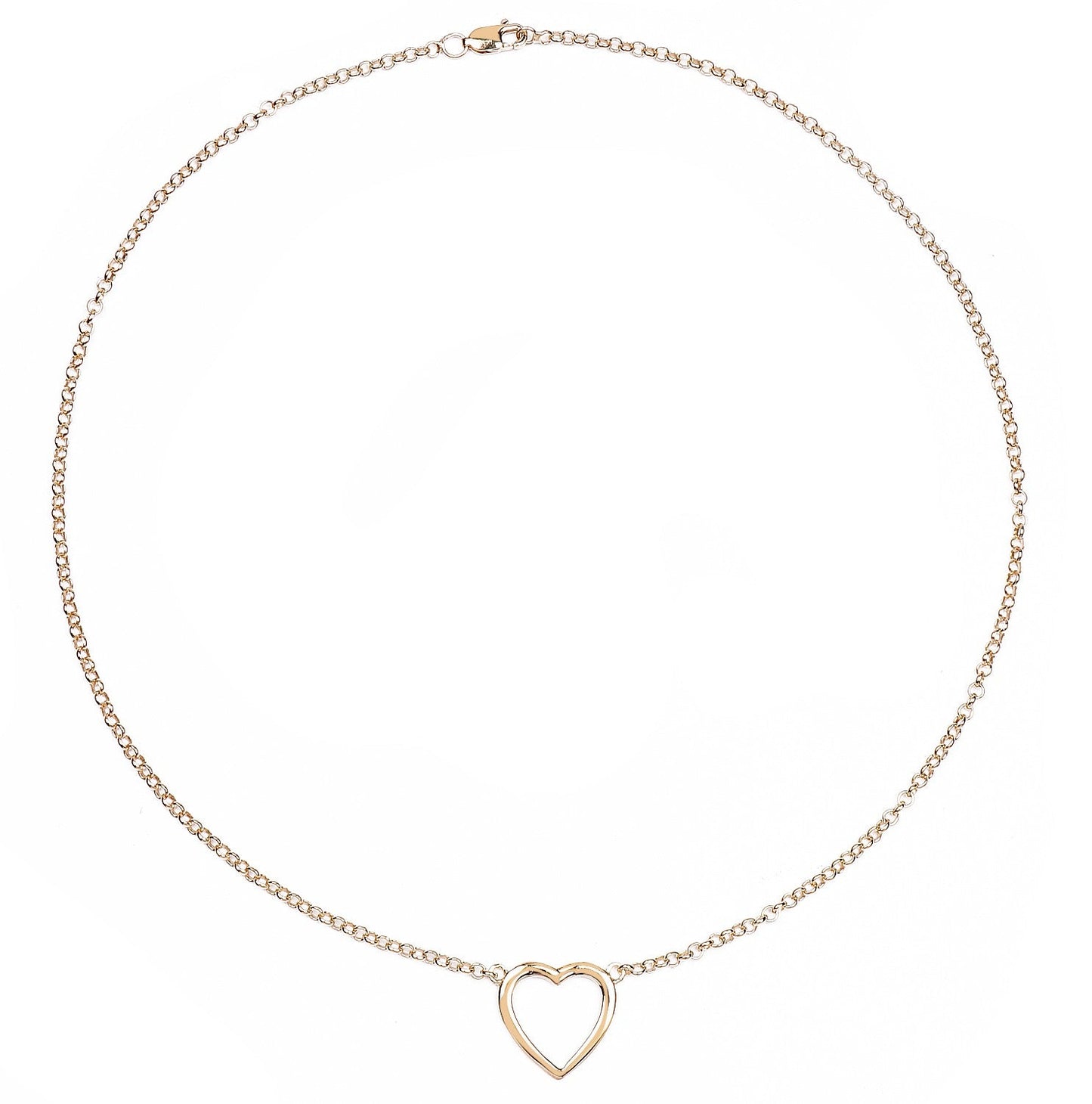 14K Yellow Gold Over Silver Heart Pendant Cable Chain Necklace