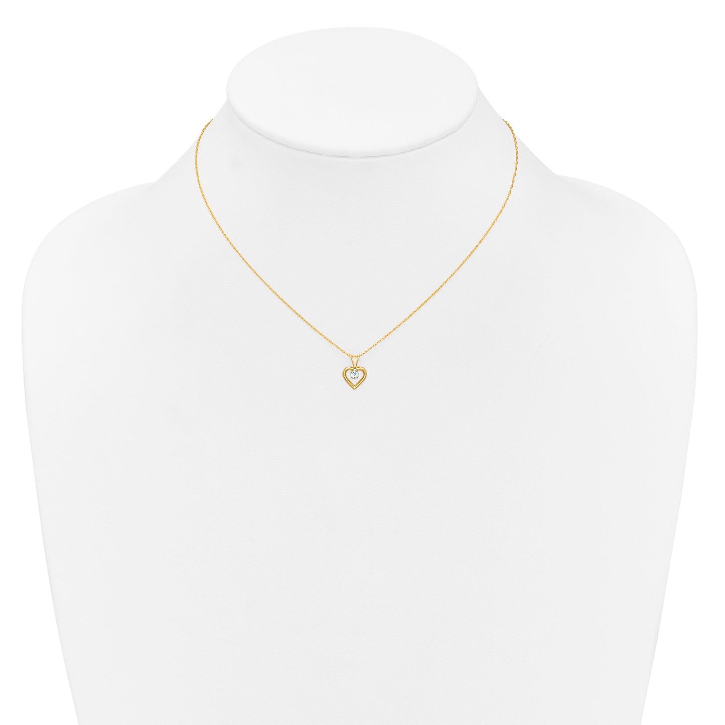 10k Yellow Gold Heart in Heart Birthstone Necklace