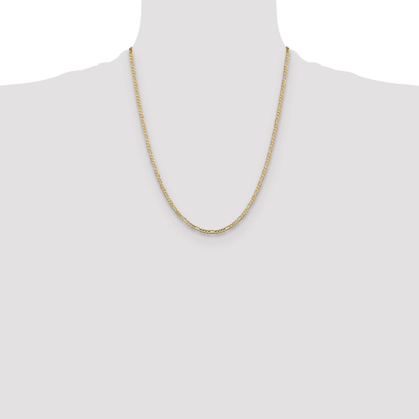 10k Gold Concave Figaro 22 inch Unisex Chain Necklace