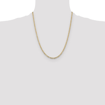 10k Gold Concave Figaro 22 inch Unisex Chain Necklace