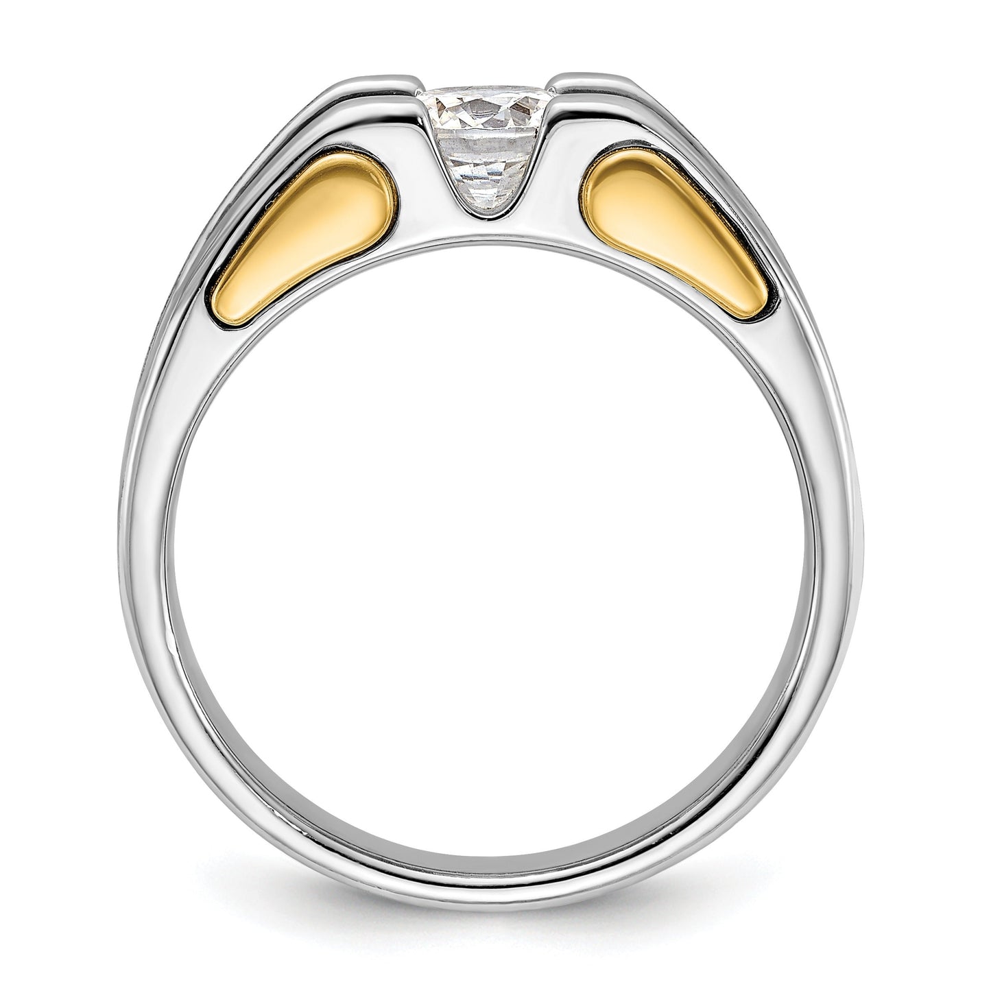 14k Two-tone Men's 1 Ct Round Lab Grown Diamond Solitaire Ring
