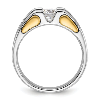 14k Two-tone Men's 1 Ct Round Lab Grown Diamond Solitaire Ring