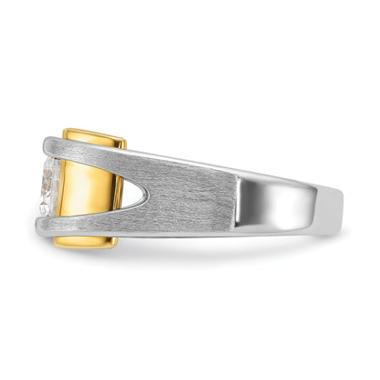 14k Two-tone Men's 1 Ct Round Lab Grown Diamond Solitaire Ring