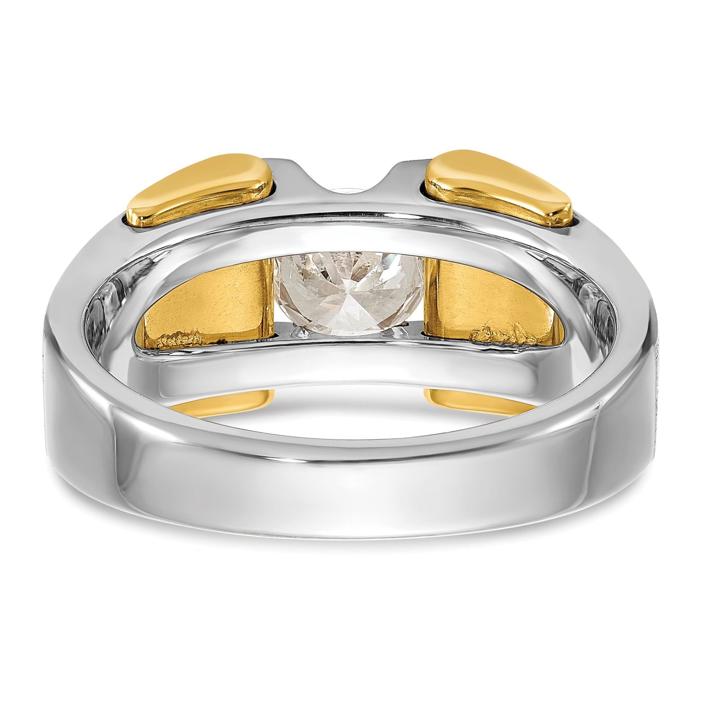 14k Two-tone Men's 1 Ct Round Lab Grown Diamond Solitaire Ring