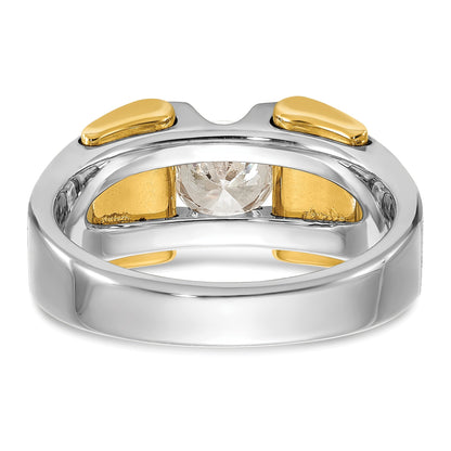 14k Two-tone Men's 1 Ct Round Lab Grown Diamond Solitaire Ring