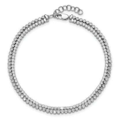14k White Gold 7/8 Carat Lab Grown Diamond Double Strand Bracelet