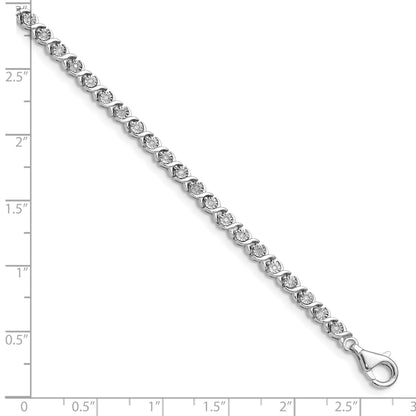 14k White Gold 1/4 carat Lab Diamond 7 inch Fancy Tennis Bracelet
