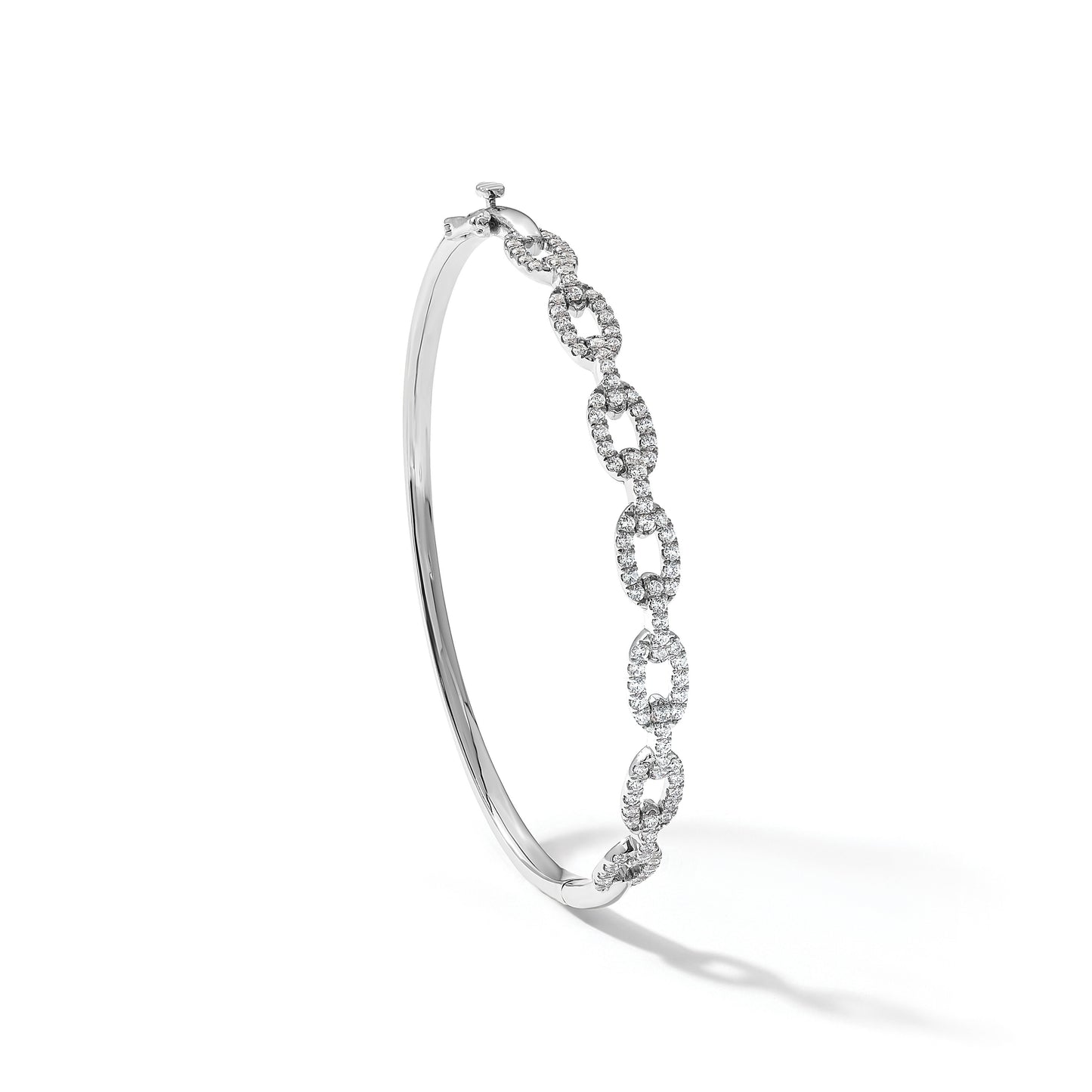 14K Gold Lab Grown Diamond Link Bangle Bracelets
