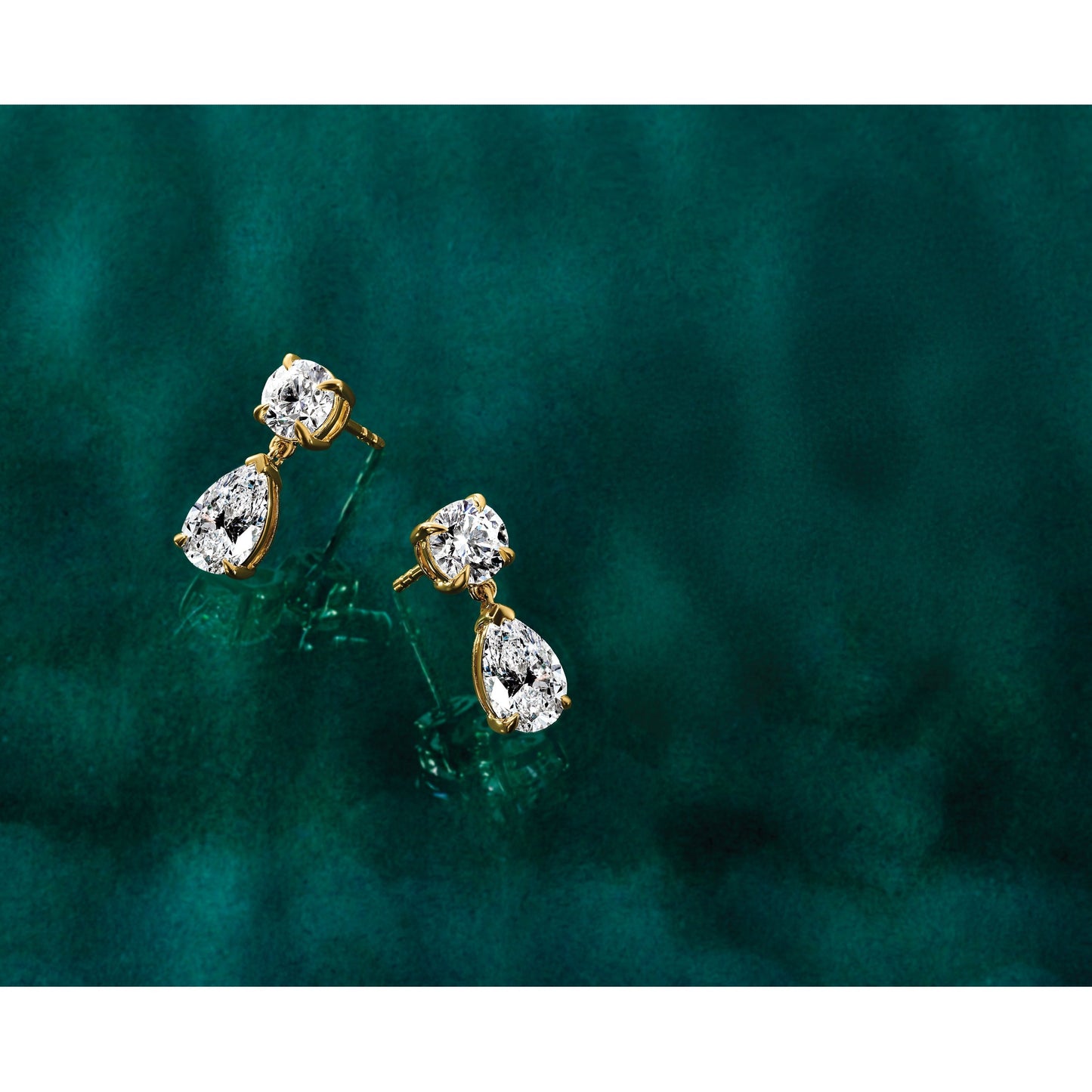 14K Yellow Gold Lab Diamond Post Dangle Earrings