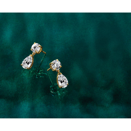 14K Yellow Gold Lab Diamond Post Dangle Earrings