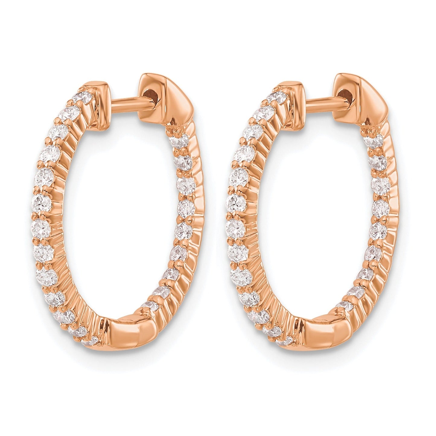 14k Gold Lab Grown Diamond In/Out Hoop Earrings 0.5 Ct