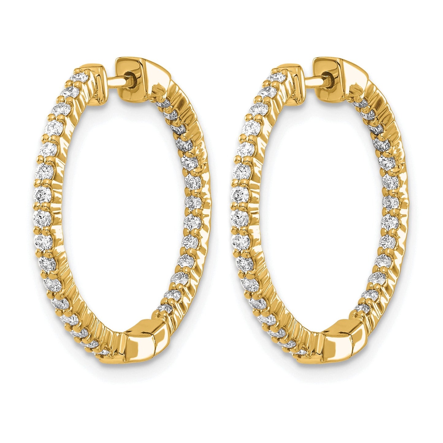 14k Gold Lab Grown Diamond Round In and Out Hoop Earrings