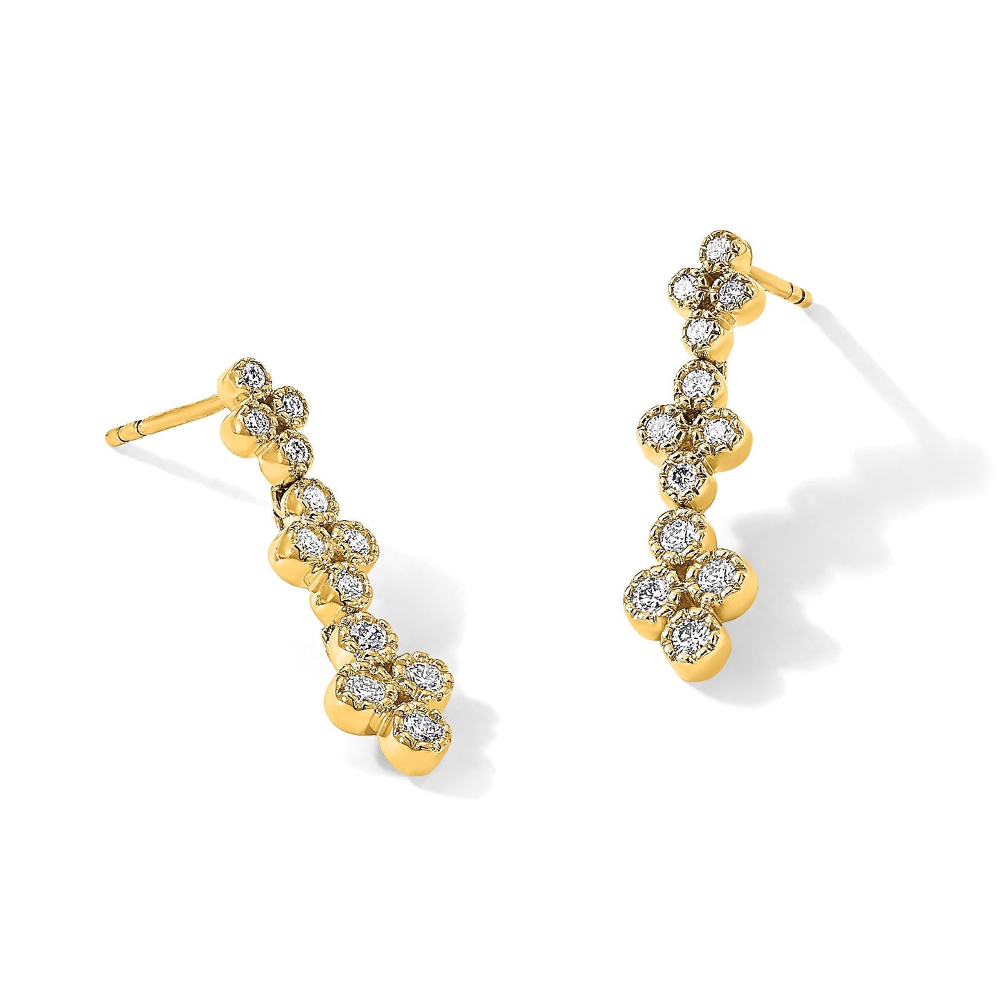 14K Lab Grown Diamond Floral Bloom Post Dangle Earrings