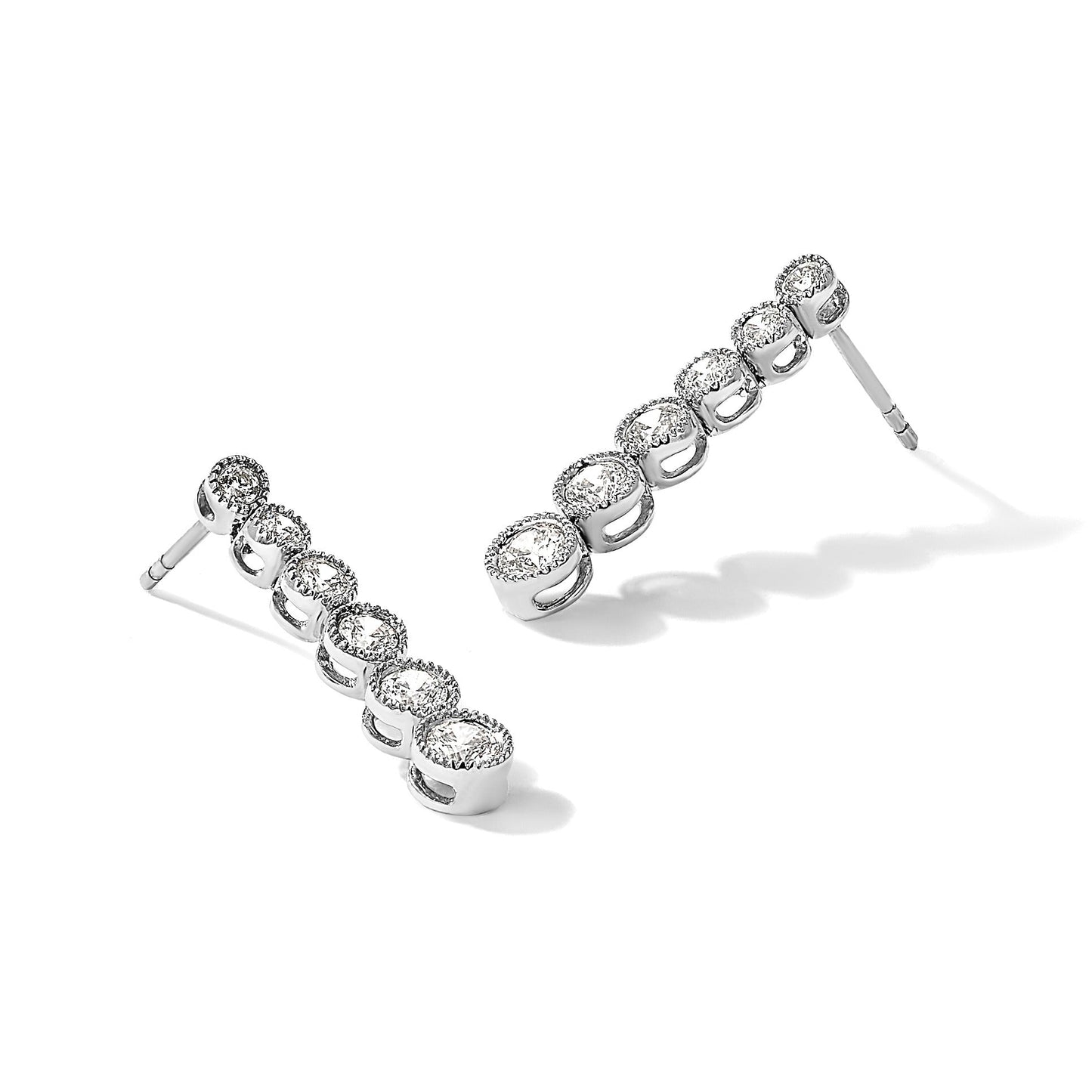14K Gold Lab Grown Diamond Graduated Dangle Post Earrings