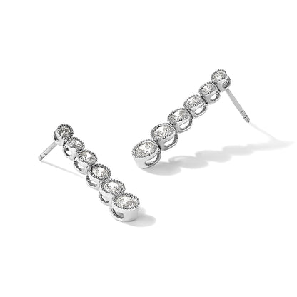 14K Gold Lab Grown Diamond Graduated Dangle Post Earrings