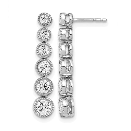 14K Gold Lab Grown Diamond Graduated Dangle Post Earrings