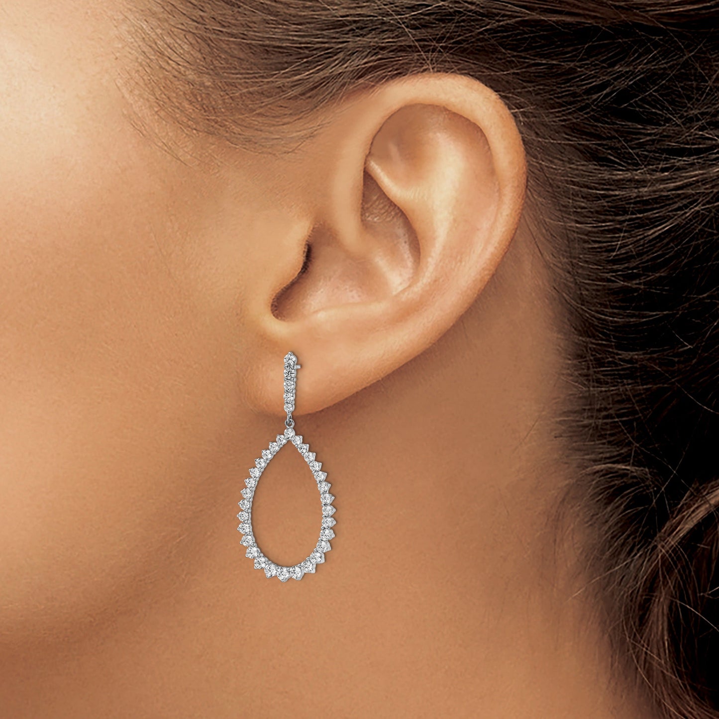 14K Gold 3 ct Lab Grown Diamond Dangle Earrings