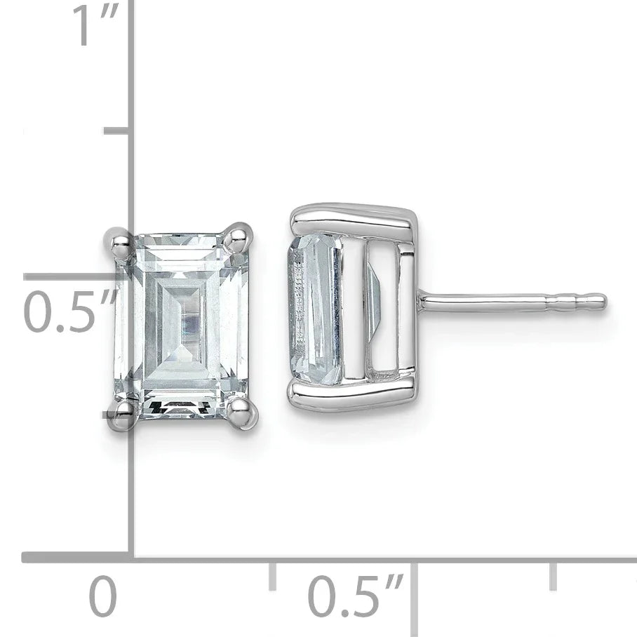 14K Gold Lab Grown Emerald Diamond Four Prong Stud Earrings
