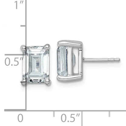 14K Gold Lab Grown Emerald Diamond Four Prong Stud Earrings