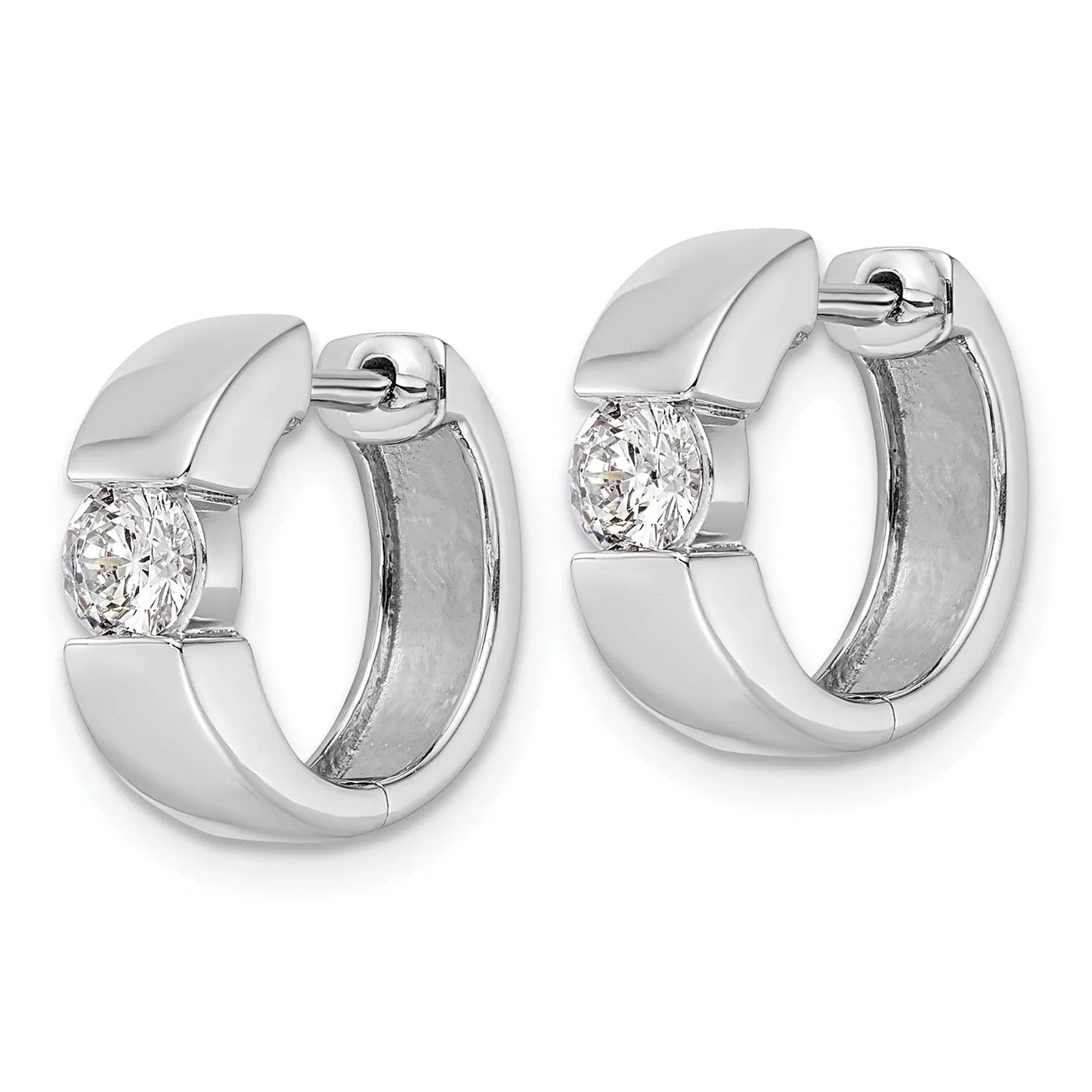 14K Gold Lab Grown Diamond Hinged Hoop Complete Earrings