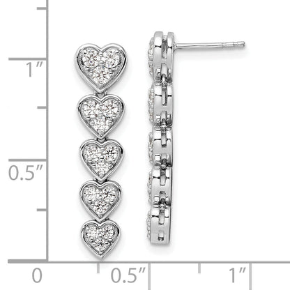 14K Gold Lab Grown Diamond Heart Dangle Post Earrings